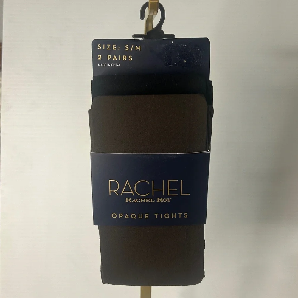 🖤”Rachel Roy” NWT Black/Brown 2-Pack Opaque Tights Size S/M🤎